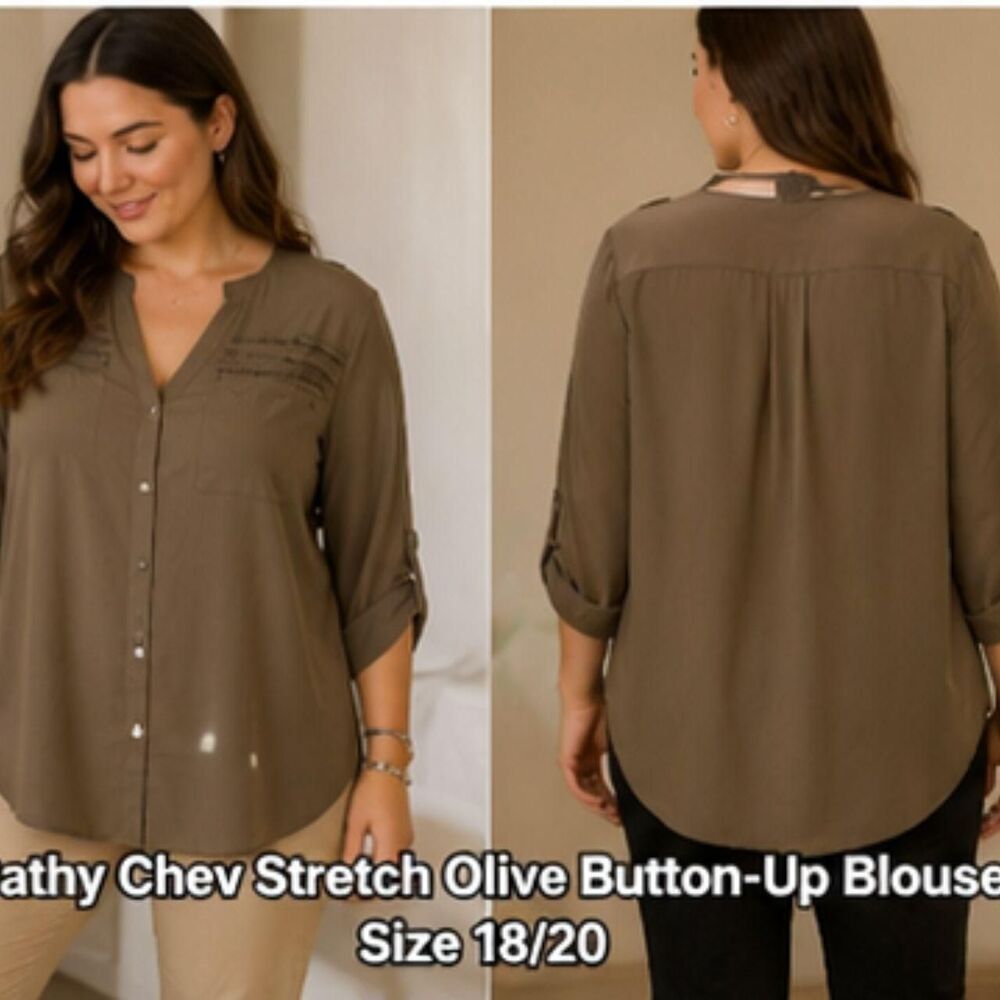 Unbranded Women's Khaki and Green Blouse